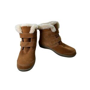 OrthoFeet Florence Suede Boots Camel Women's Sz 8 Faux Fur Lining Arch Support